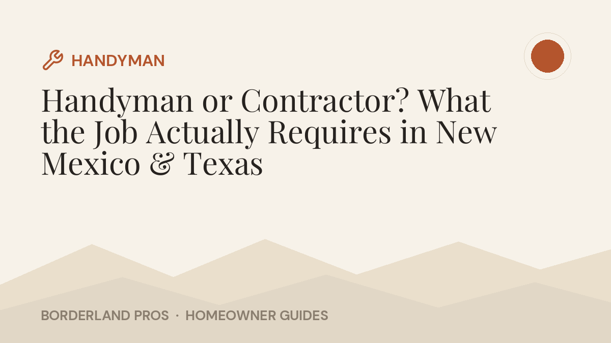 Handyman or Contractor? What the Job Actually Requires in New Mexico & Texas
