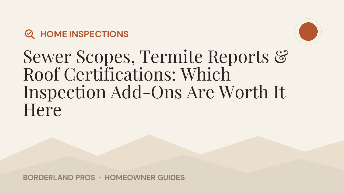 Sewer Scopes, Termite Reports & Roof Certifications: Which Inspection Add-Ons Are Worth It Here