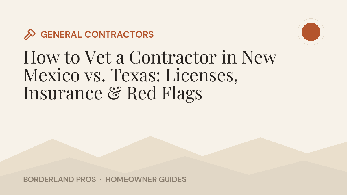 How to Vet a Contractor in New Mexico vs. Texas: Licenses, Insurance & Red Flags